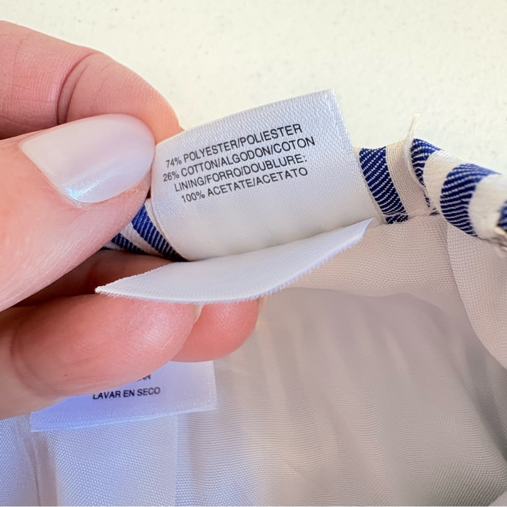 Nine West Blue White Striped & Floral Embroidered Skirt Size 6 Tie Waist A-Line - Picture 13 of 13